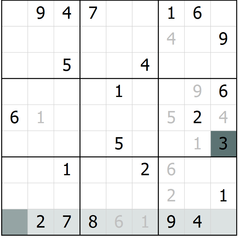 Position des candidats pour la solution de la Gr 7 page 10 du magazine de sudoku Virtuose n° 118