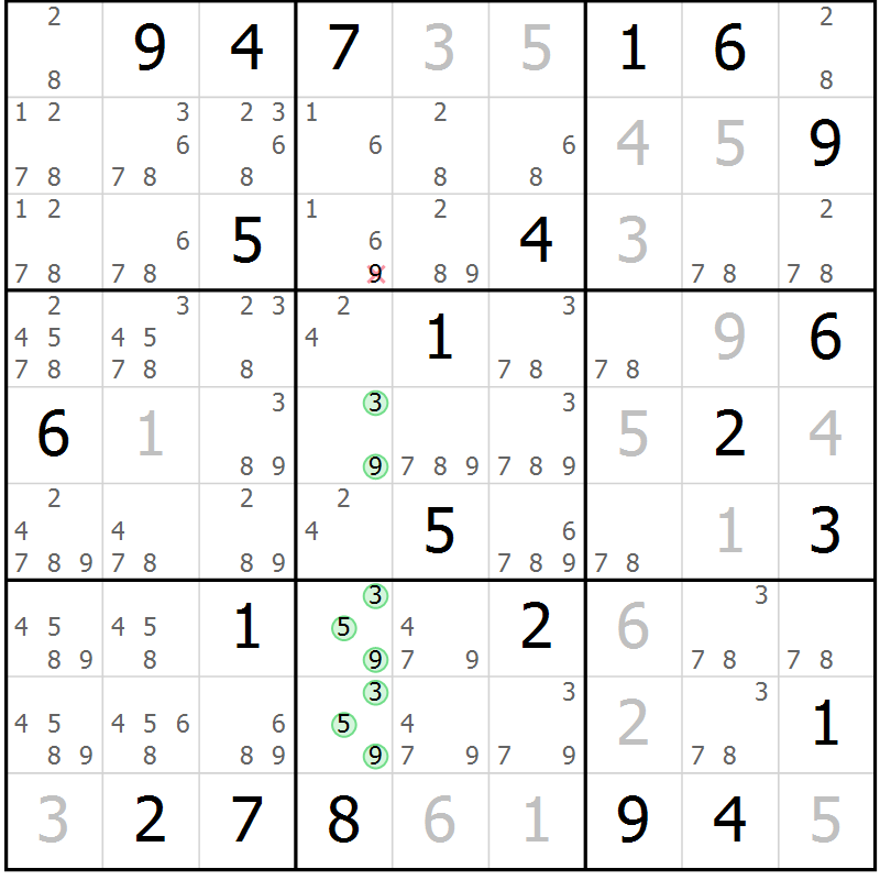 Position des candidats pour la solution de la Gr 7 page 10 du magazine de sudoku Virtuose n° 118