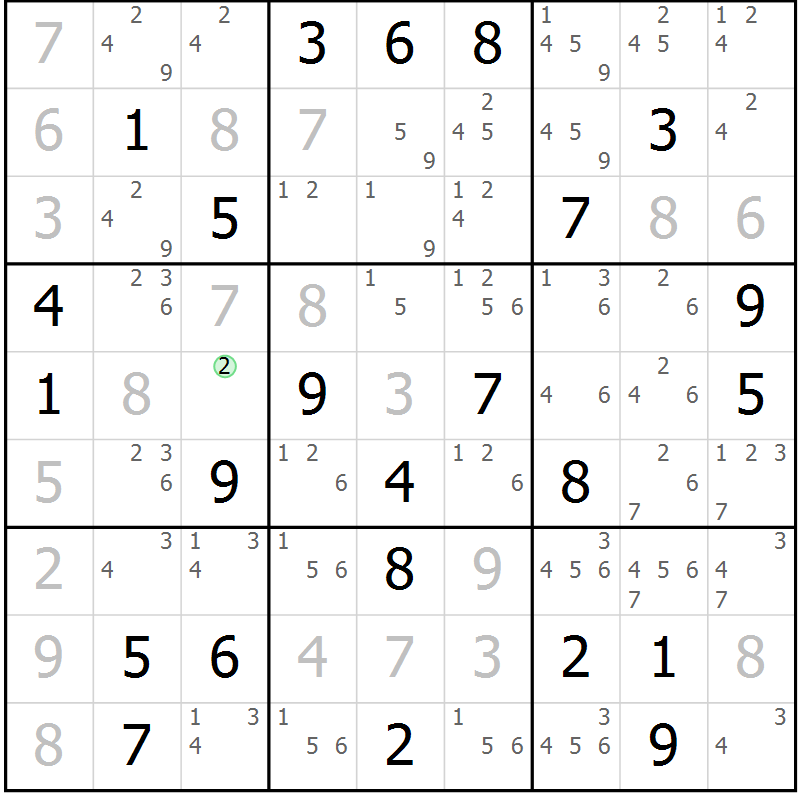 Position des candidats pour la solution de la Gr 70 page 73 du magazine de sudoku Virtuose n° 118