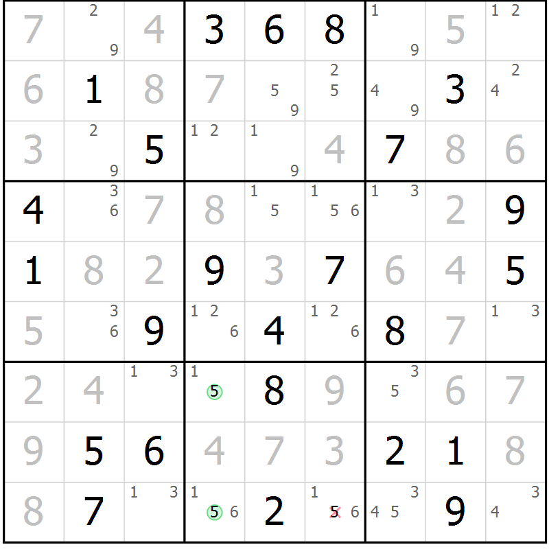 Position des candidats pour la solution de la Gr 70 page 73 du magazine de sudoku Virtuose n° 118