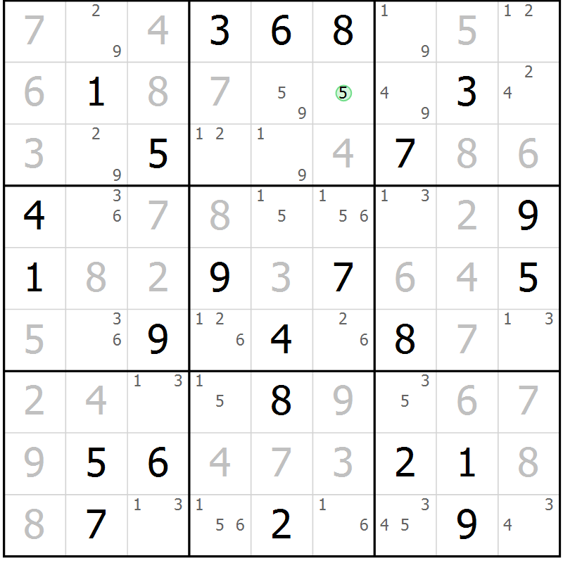 Position des candidats pour la solution de la Gr 70 page 73 du magazine de sudoku Virtuose n° 118