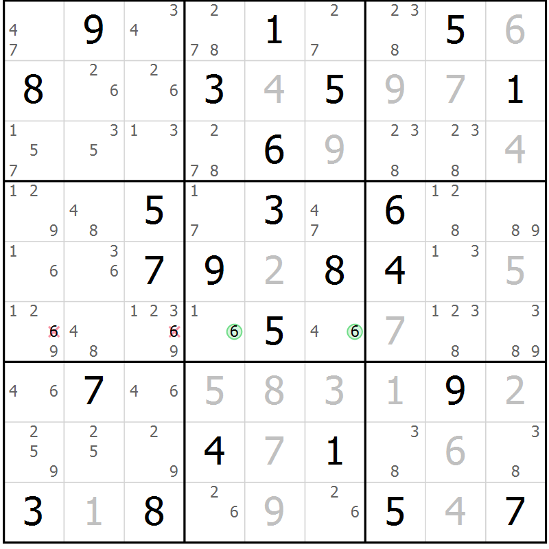 Position des candidats pour la solution de la Gr 71 page 74 du magazine de sudoku Virtuose n° 118