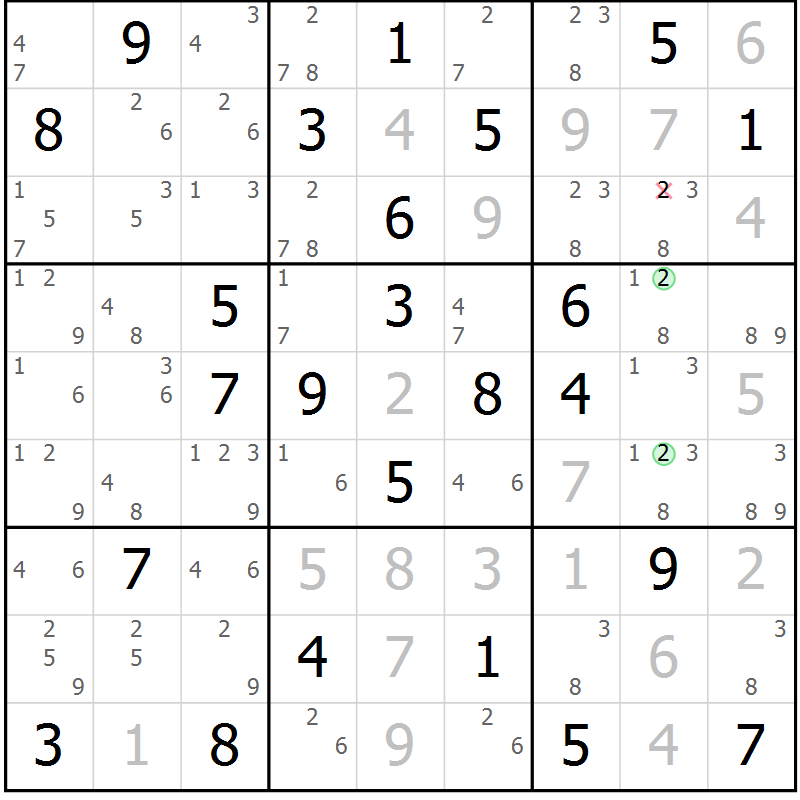 Position des candidats pour la solution de la Gr 71 page 74 du magazine de sudoku Virtuose n° 118