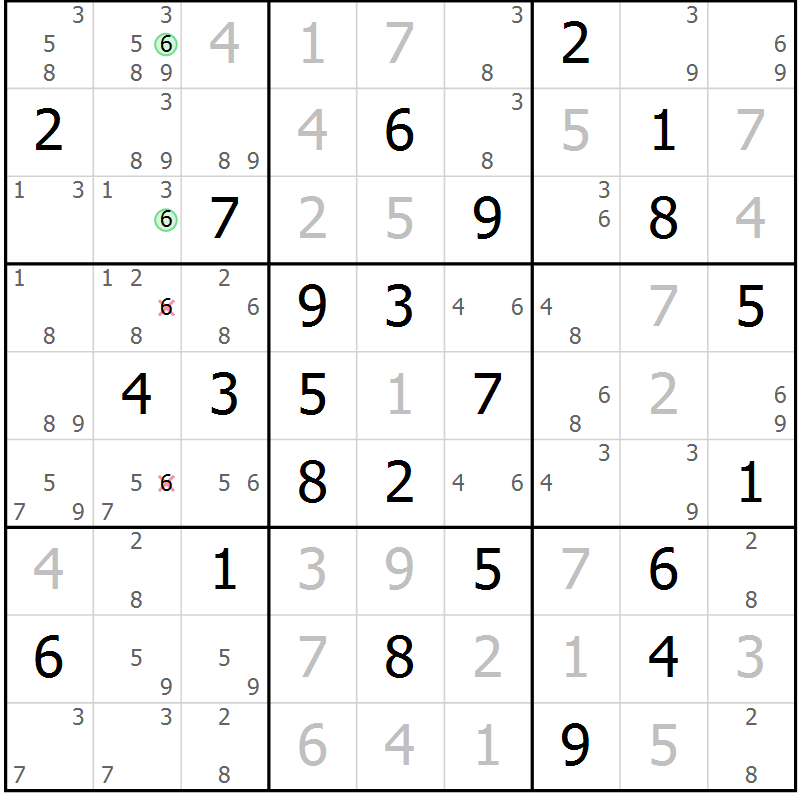Position des candidats pour la solution de la Gr 72 page 75 du magazine de sudoku Virtuose n° 118