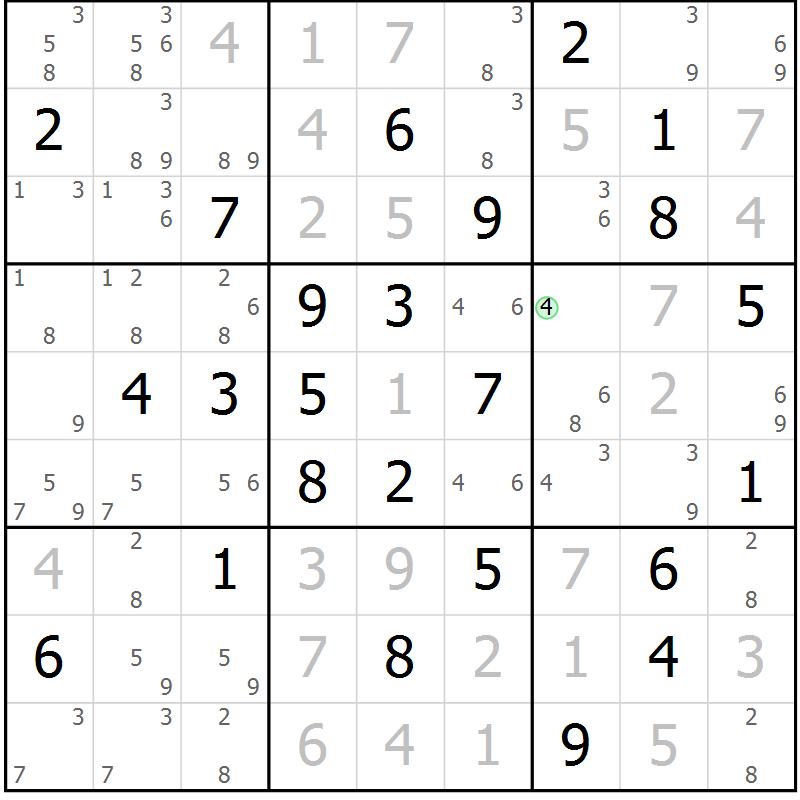Position des candidats pour la solution de la Gr 72 page 75 du magazine de sudoku Virtuose n° 118