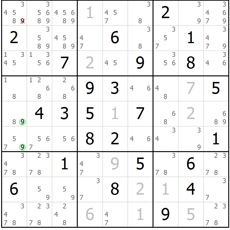 Position des candidats pour la solution de la Gr 72 page 75 du magazine de sudoku Virtuose n° 118