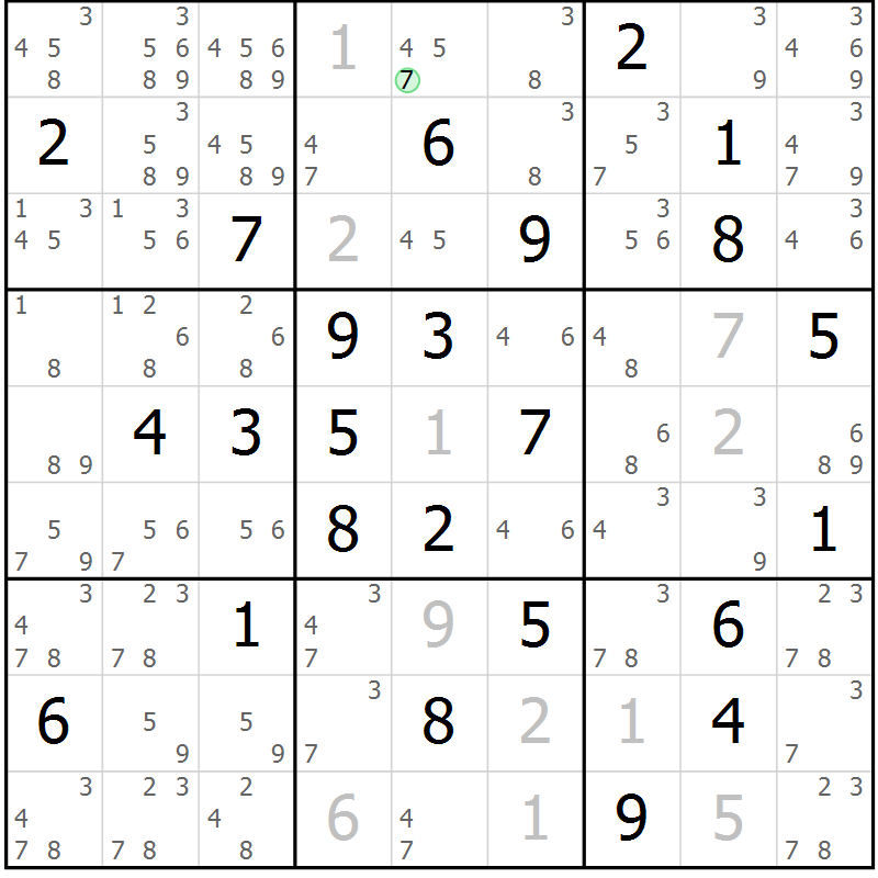 Position des candidats pour la solution de la Gr 72 page 75 du magazine de sudoku Virtuose n° 118