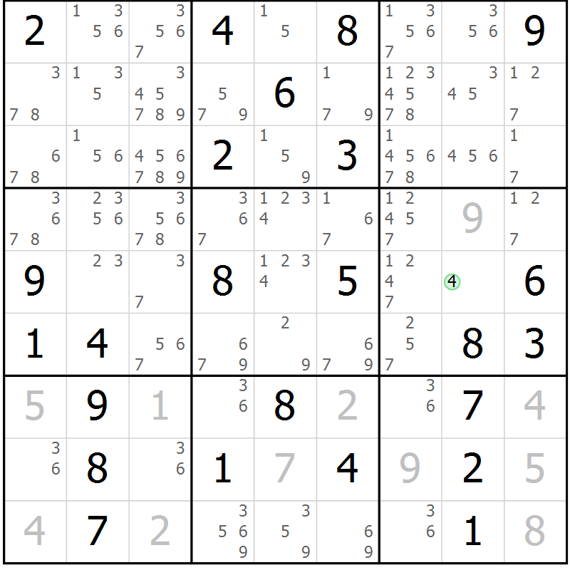 Position des candidats pour la solution de la Gr 73 page 76 du magazine de sudoku Virtuose n° 118