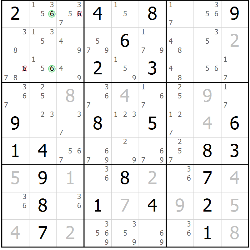 Position des candidats pour la solution de la Gr 73 page 76 du magazine de sudoku Virtuose n° 118