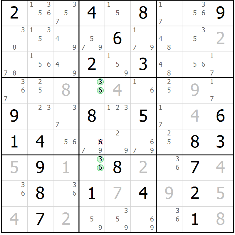 Position des candidats pour la solution de la Gr 73 page 76 du magazine de sudoku Virtuose n° 118