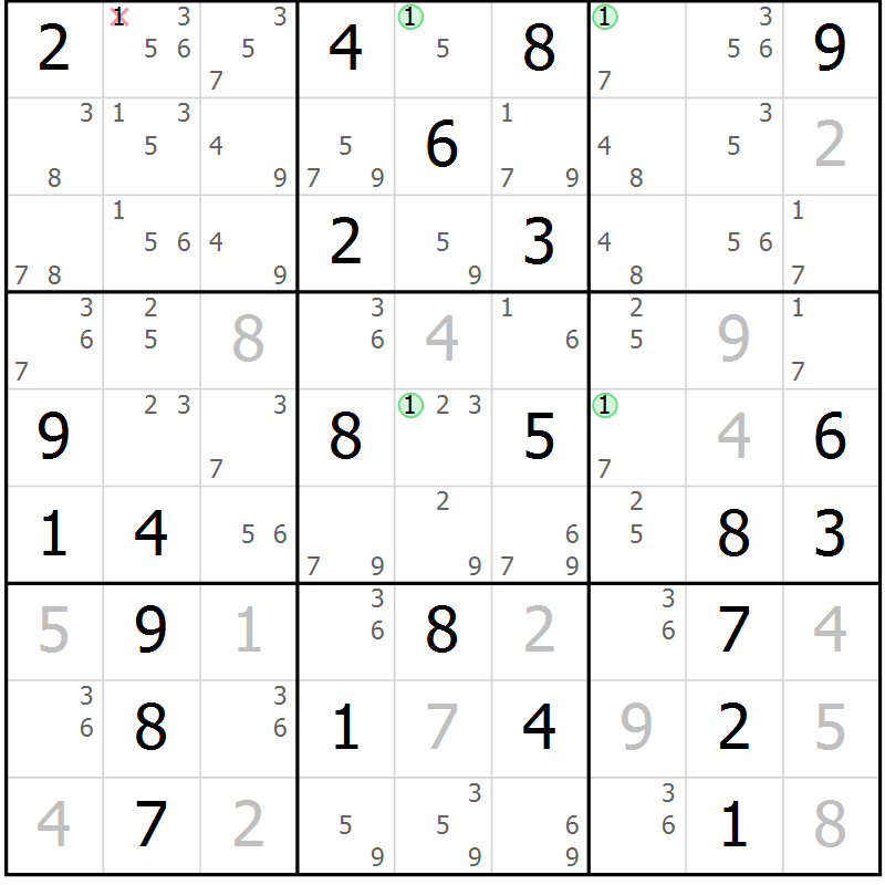 Position des candidats pour la solution de la Gr 73 page 76 du magazine de sudoku Virtuose n° 118