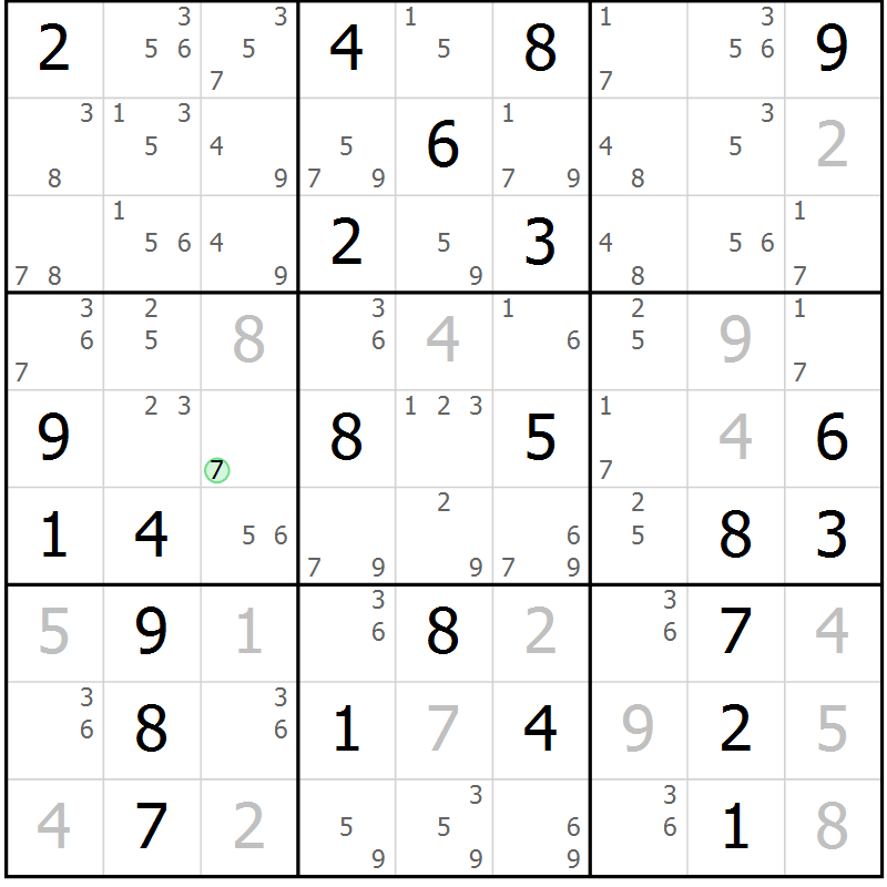 Position des candidats pour la solution de la Gr 73 page 76 du magazine de sudoku Virtuose n° 118