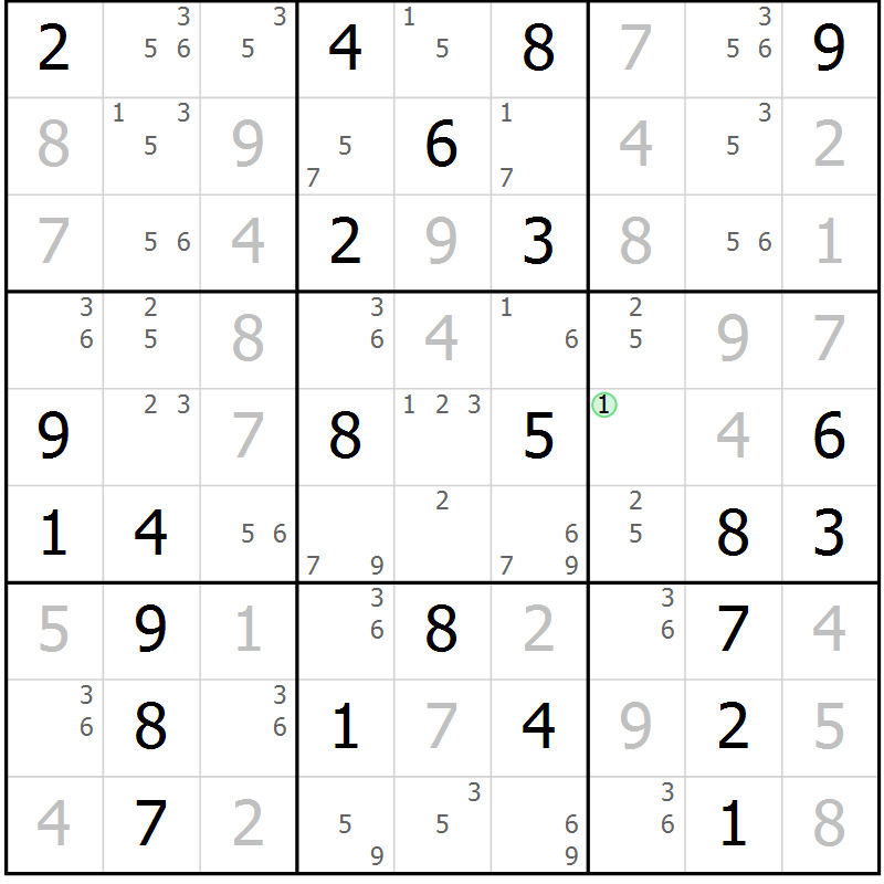 Position des candidats pour la solution de la Gr 73 page 76 du magazine de sudoku Virtuose n° 118