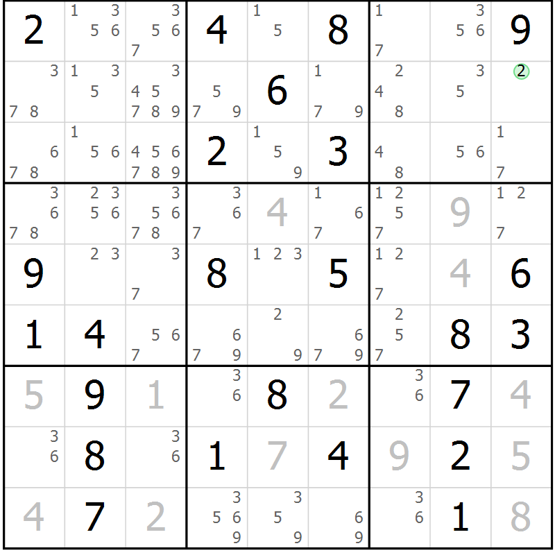 Position des candidats pour la solution de la Gr 73 page 76 du magazine de sudoku Virtuose n° 118