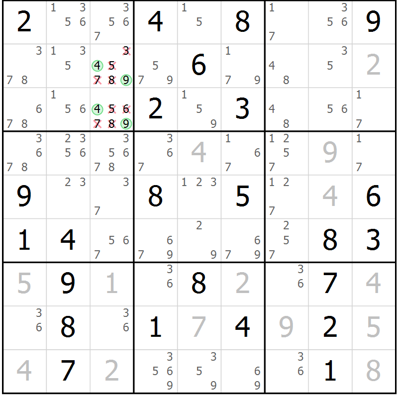 Position des candidats pour la solution de la Gr 73 page 76 du magazine de sudoku Virtuose n° 118