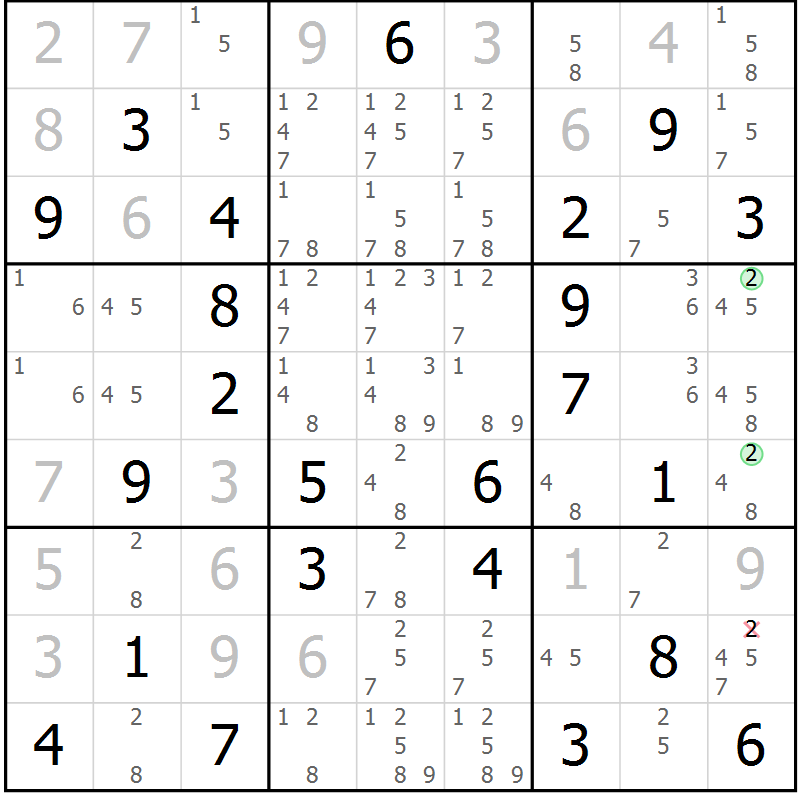 Position des candidats pour la solution de la Gr 75 page 78 du magazine de sudoku Virtuose n° 118