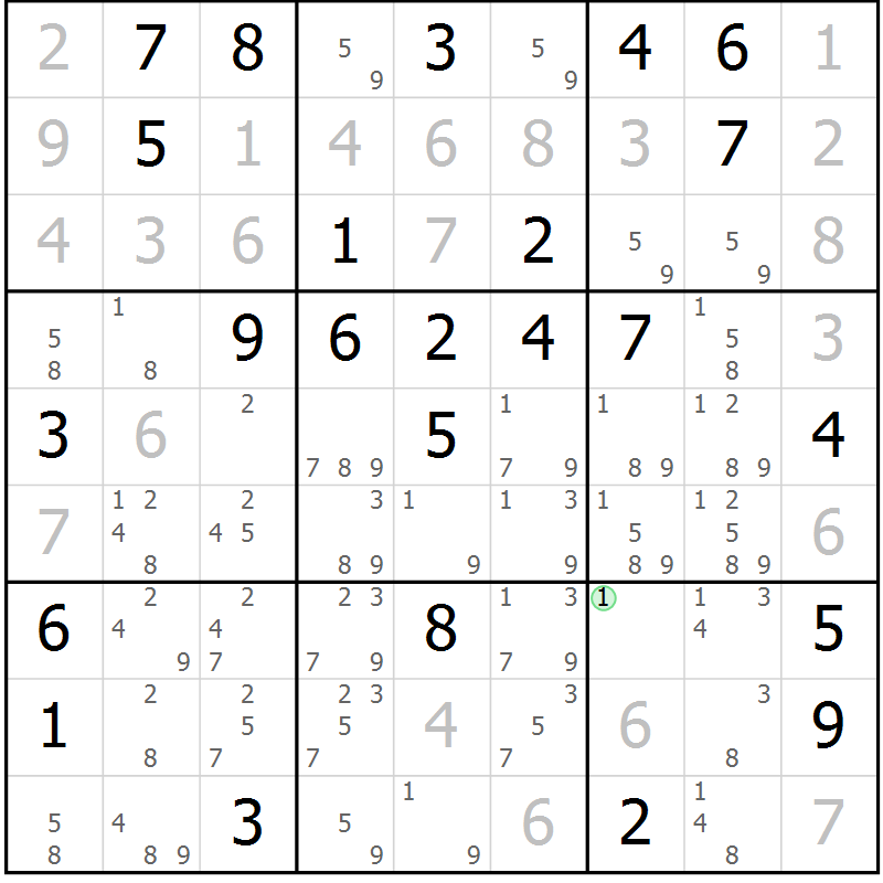 Position des candidats pour la solution de la Gr 78 page 81 du magazine de sudoku Virtuose n° 118