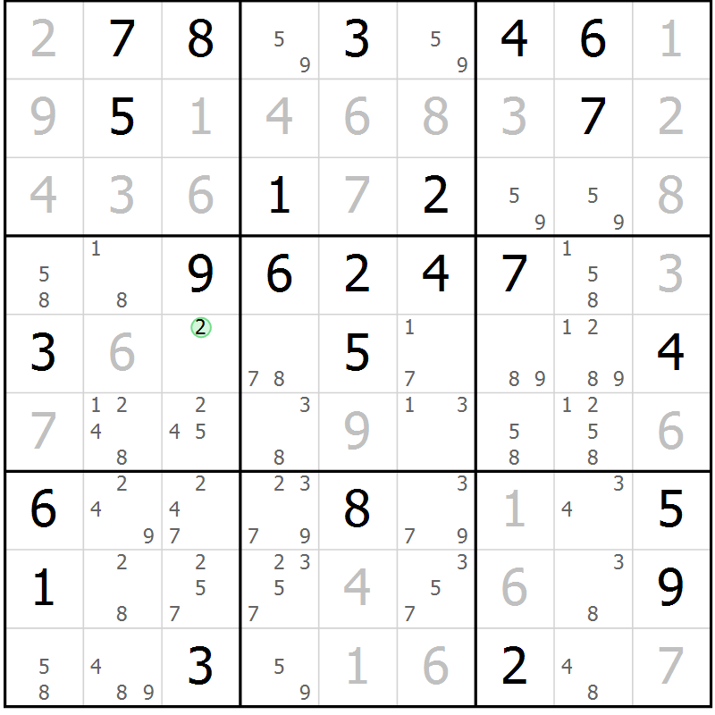 Position des candidats pour la solution de la Gr 78 page 81 du magazine de sudoku Virtuose n° 118