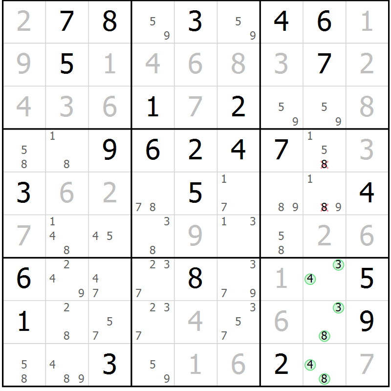 Position des candidats pour la solution de la Gr 78 page 81 du magazine de sudoku Virtuose n° 118