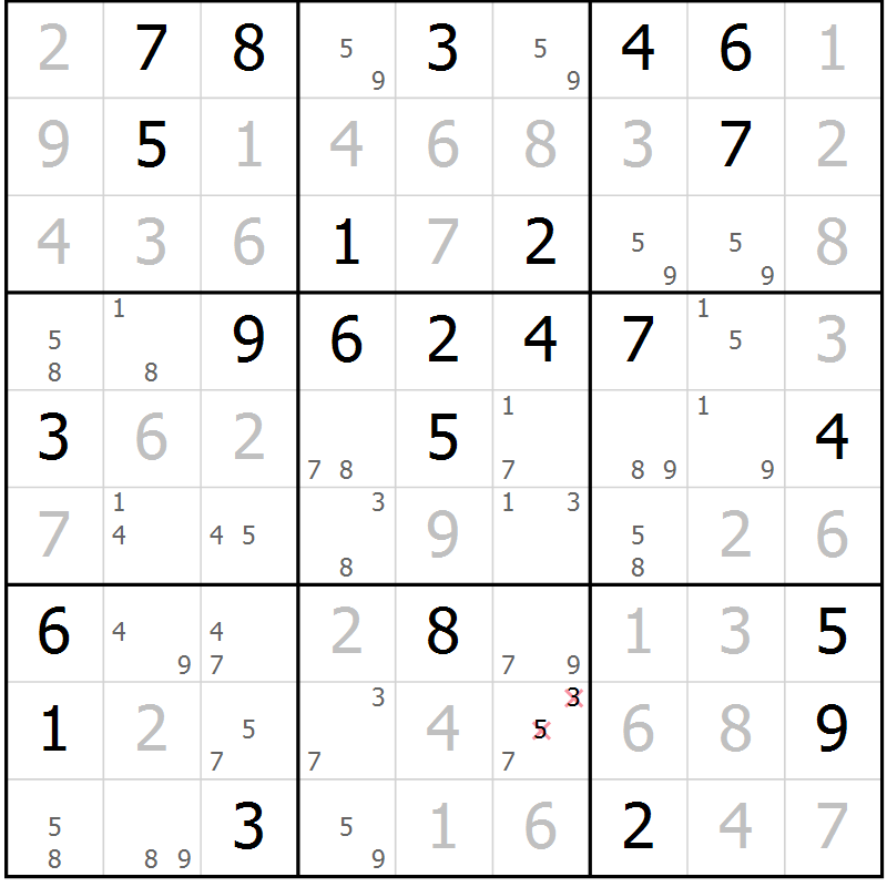 Position des candidats pour la solution de la Gr 78 page 81 du magazine de sudoku Virtuose n° 118