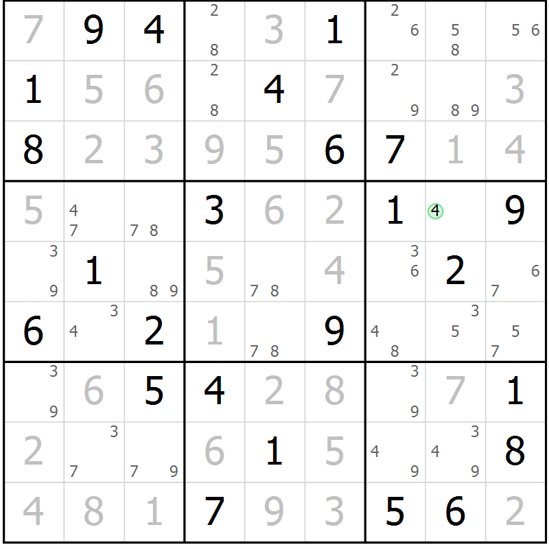 Position des candidats pour la solution de la Gr 79 page 82 du magazine de sudoku Virtuose n° 118