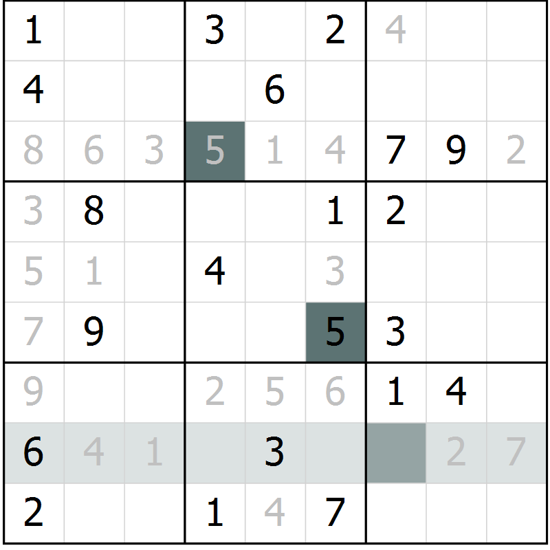 Position des candidats pour la solution de la Gr 8 page 11 du magazine de sudoku Virtuose n° 118