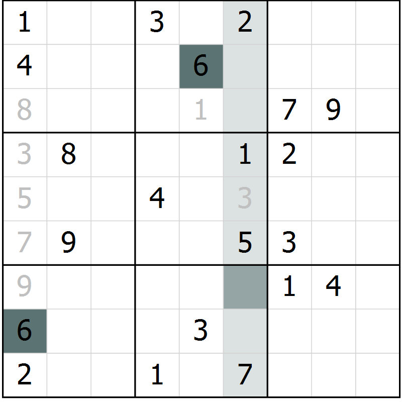 Position des candidats pour la solution de la Gr 8 page 11 du magazine de sudoku Virtuose n° 118