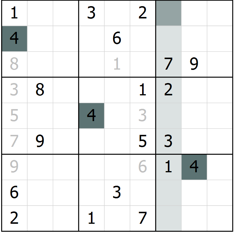 Position des candidats pour la solution de la Gr 8 page 11 du magazine de sudoku Virtuose n° 118