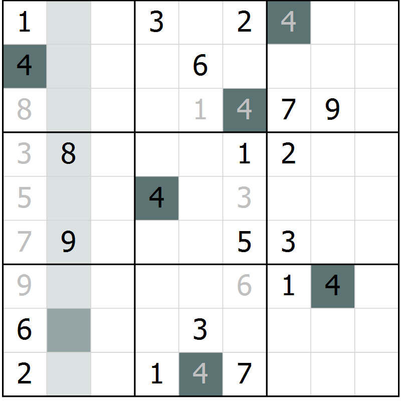 Position des candidats pour la solution de la Gr 8 page 11 du magazine de sudoku Virtuose n° 118