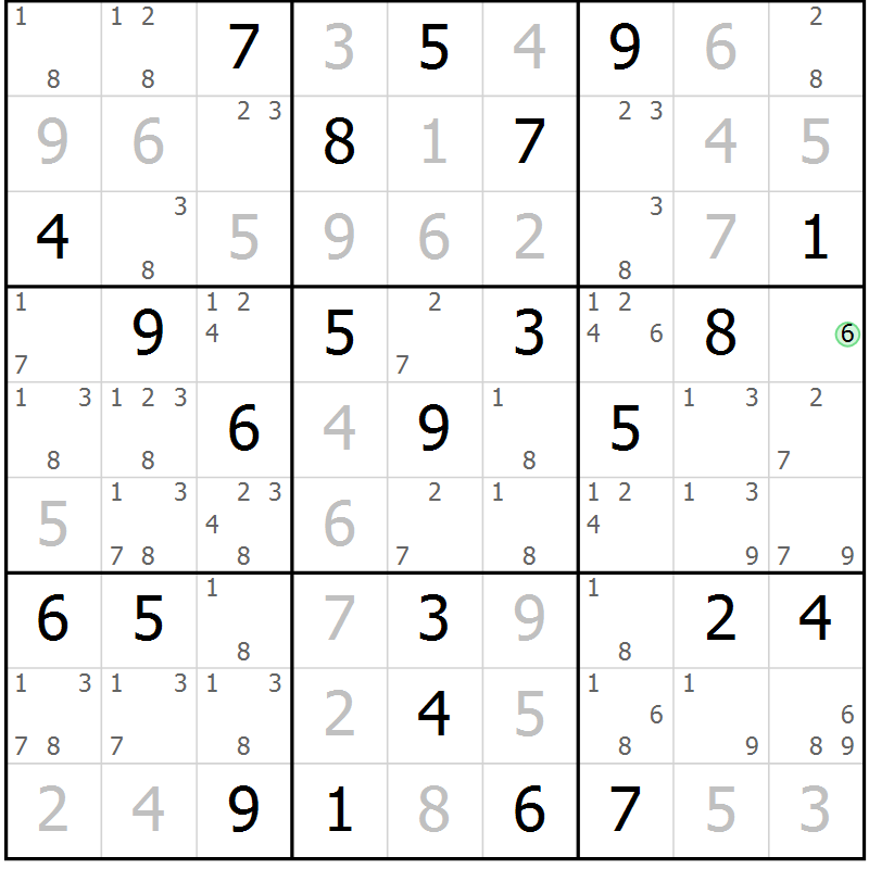 Position des candidats pour la solution de la Gr 80 page 83 du magazine de sudoku Virtuose n° 118