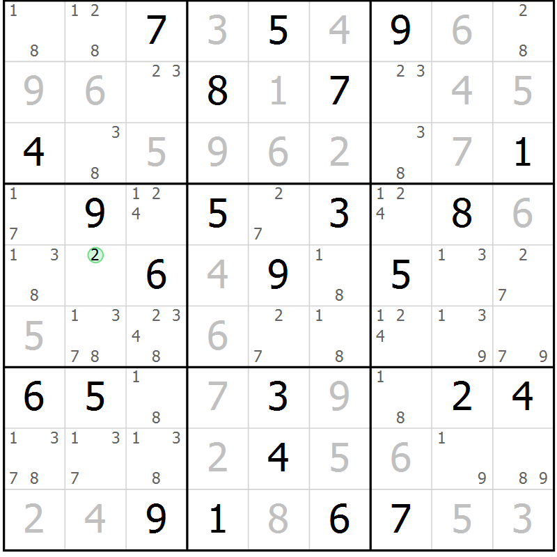 Position des candidats pour la solution de la Gr 80 page 83 du magazine de sudoku Virtuose n° 118