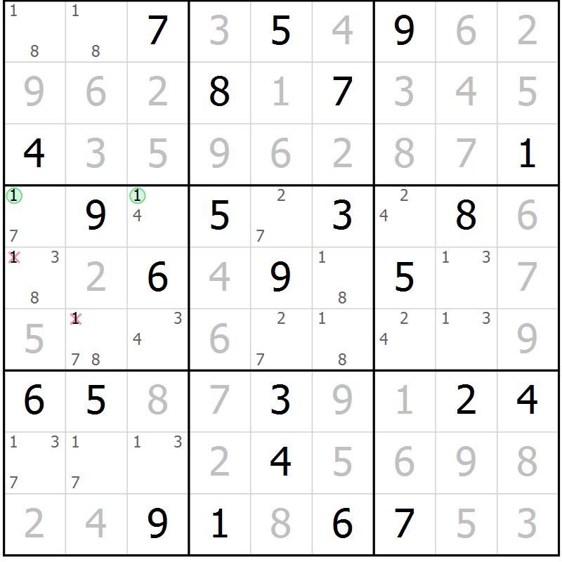 Position des candidats pour la solution de la Gr 80 page 83 du magazine de sudoku Virtuose n° 118