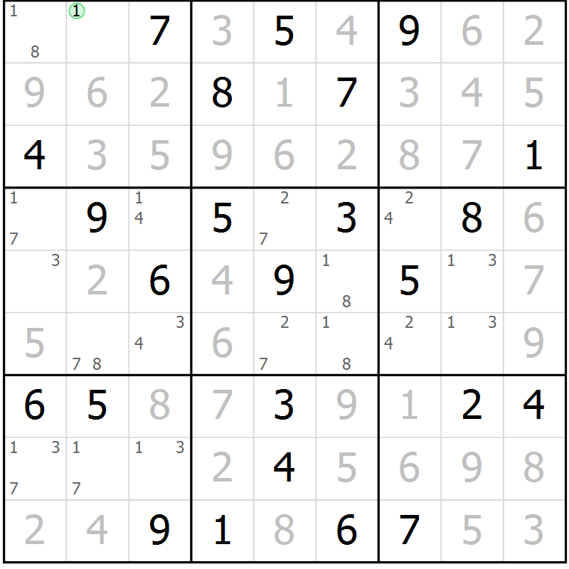 Position des candidats pour la solution de la Gr 80 page 83 du magazine de sudoku Virtuose n° 118