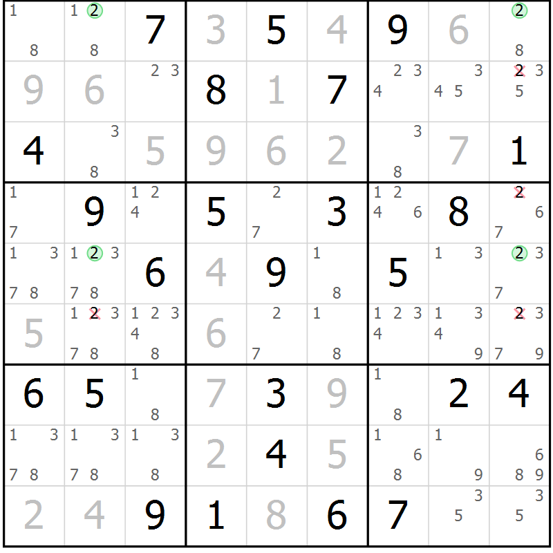 Position des candidats pour la solution de la Gr 80 page 83 du magazine de sudoku Virtuose n° 118