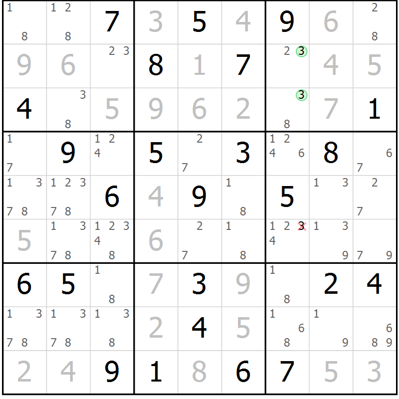 Position des candidats pour la solution de la Gr 80 page 83 du magazine de sudoku Virtuose n° 118