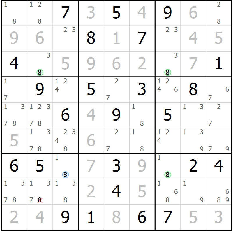 Position des candidats pour la solution de la Gr 80 page 83 du magazine de sudoku Virtuose n° 118