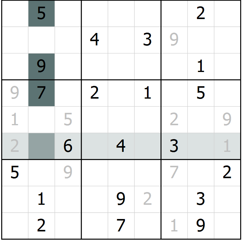 Position des candidats pour la solution de la Gr 9 page 12 du magazine de sudoku Virtuose n° 118