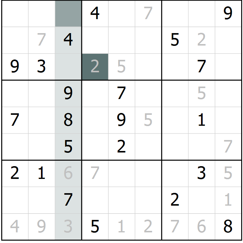 Position des candidats pour la solution de la Gr 1 page 4 du magazine de sudoku Virtuose n° 120