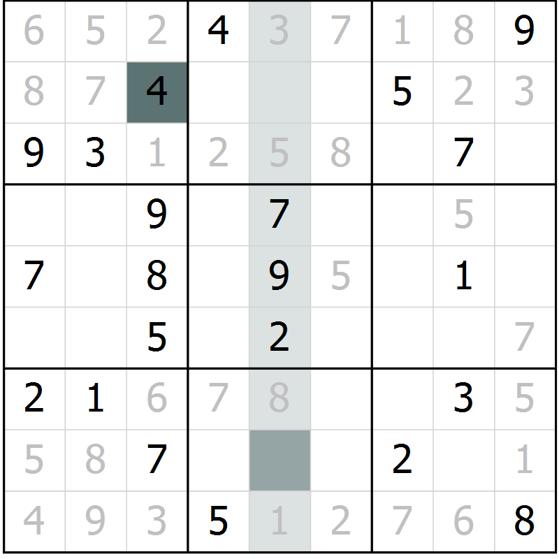 Position des candidats pour la solution de la Gr 1 page 4 du magazine de sudoku Virtuose n° 120
