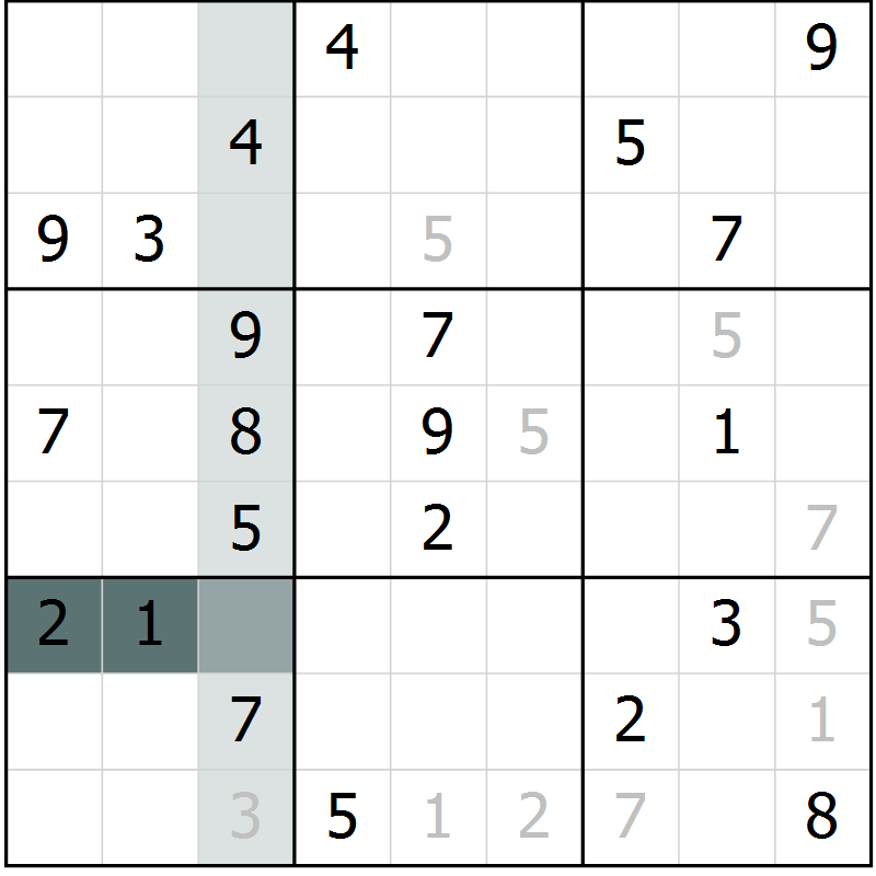 Position des candidats pour la solution de la Gr 1 page 4 du magazine de sudoku Virtuose n° 120