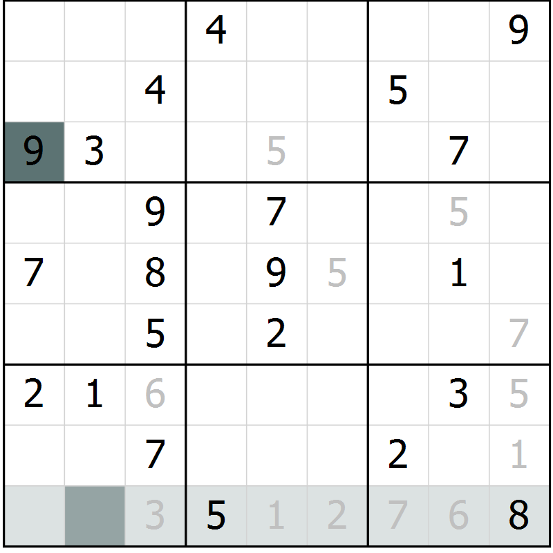 Position des candidats pour la solution de la Gr 1 page 4 du magazine de sudoku Virtuose n° 120