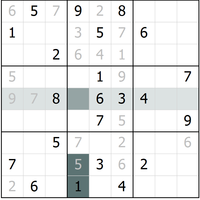 Position des candidats pour la solution de la Gr 10 page 13 du magazine de sudoku Virtuose n° 120