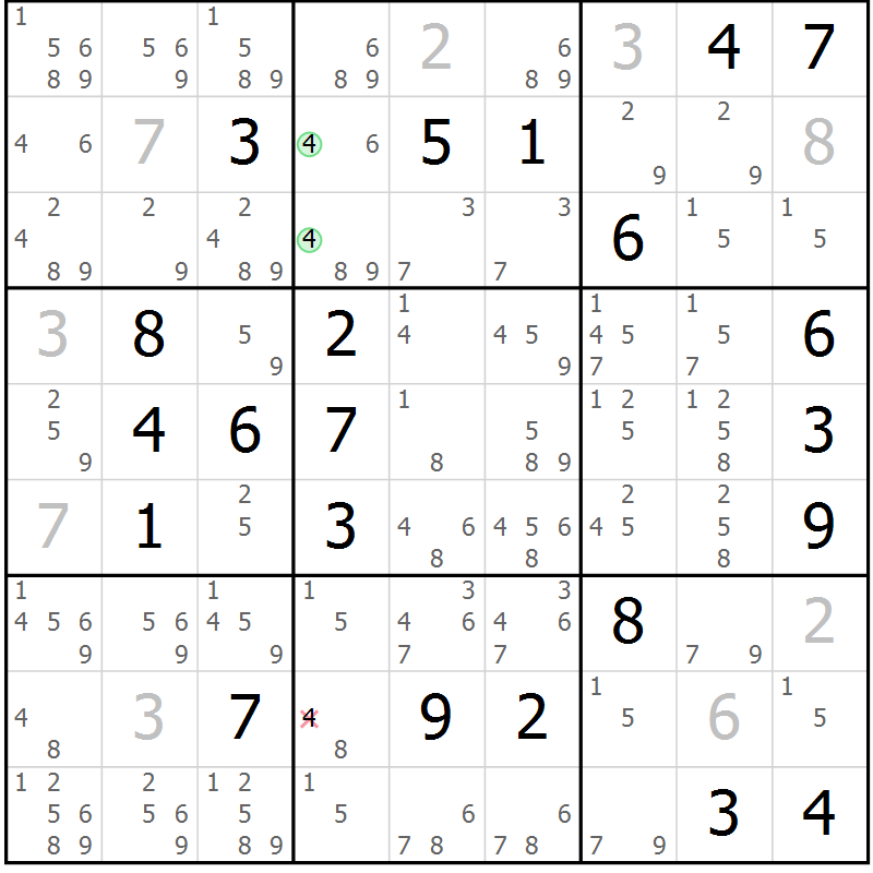 Position des candidats pour la solution de la Gr 12 page 15 du magazine de sudoku Virtuose n° 120