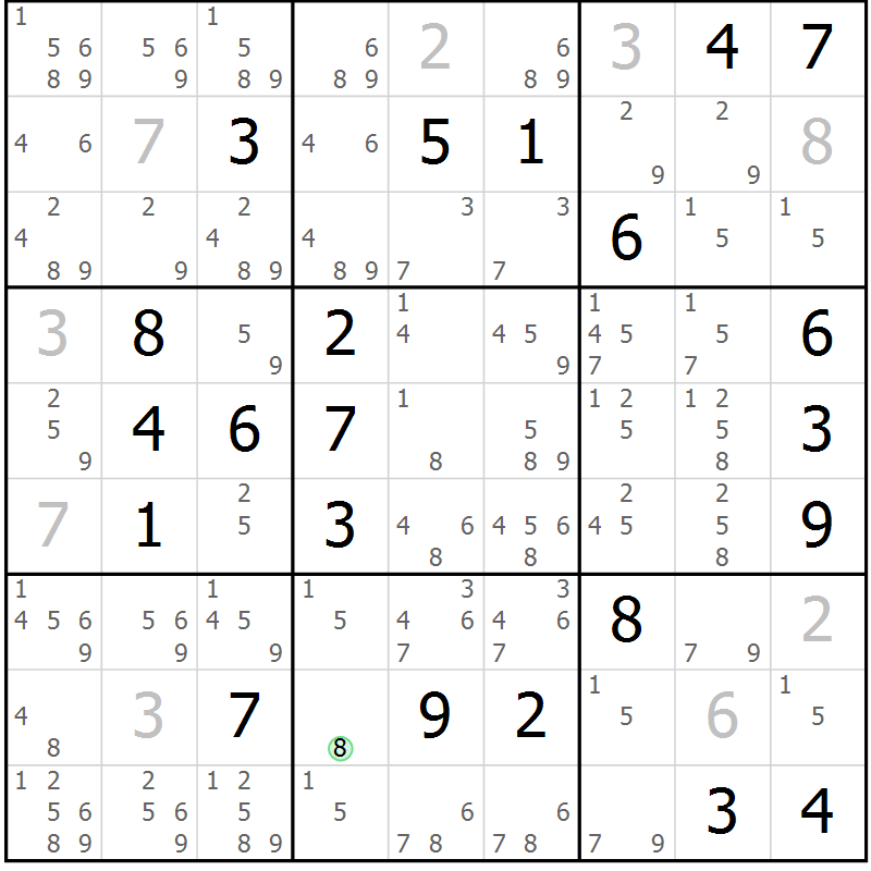 Position des candidats pour la solution de la Gr 12 page 15 du magazine de sudoku Virtuose n° 120