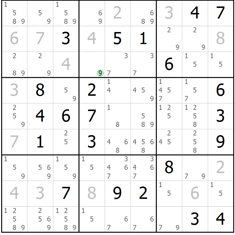 Position des candidats pour la solution de la Gr 12 page 15 du magazine de sudoku Virtuose n° 120
