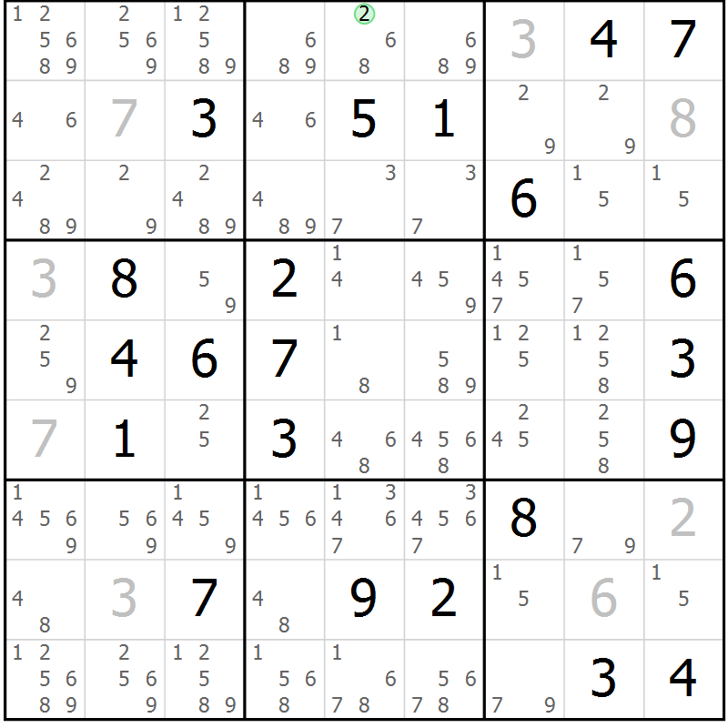 Position des candidats pour la solution de la Gr 12 page 15 du magazine de sudoku Virtuose n° 120