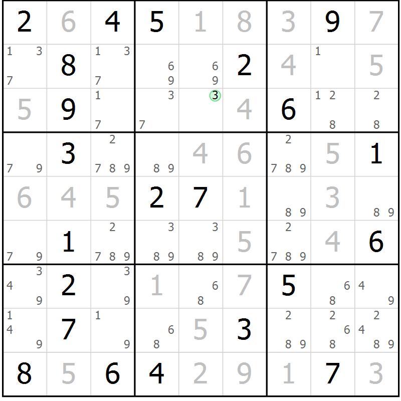 Position des candidats pour la solution de la Gr 13 page 16 du magazine de sudoku Virtuose n° 120