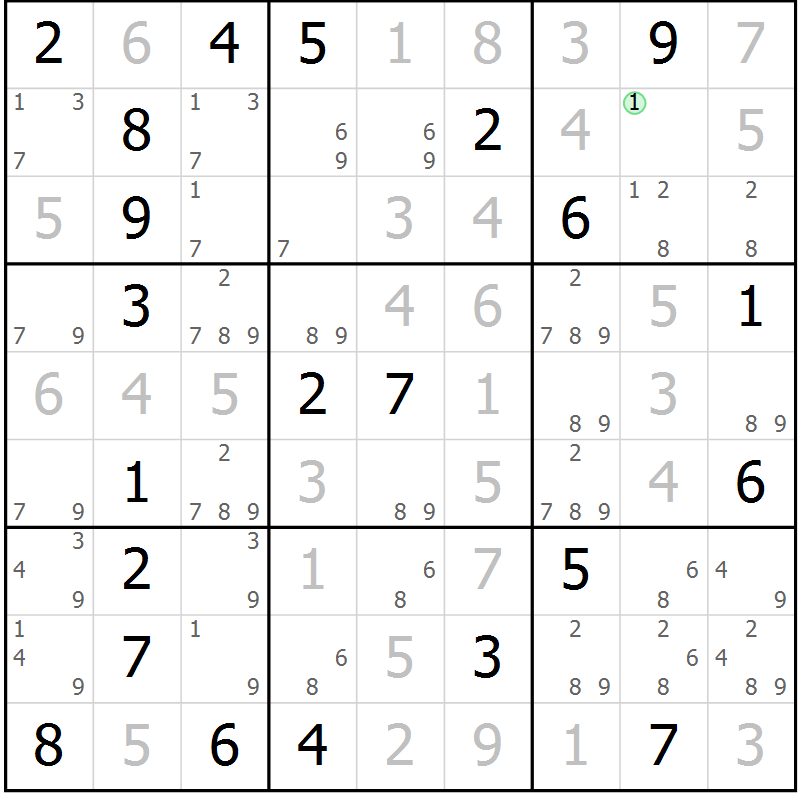 Position des candidats pour la solution de la Gr 13 page 16 du magazine de sudoku Virtuose n° 120