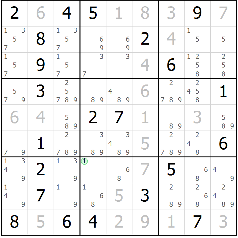 Position des candidats pour la solution de la Gr 13 page 16 du magazine de sudoku Virtuose n° 120