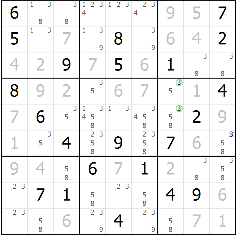 Position des candidats pour la solution de la Gr 14 page 17 du magazine de sudoku Virtuose n° 120